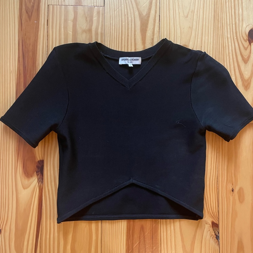 Opening Ceremony Black V-Neck Crop Top